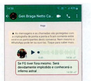 ConversaBragaNetto2 Conversa entre Braga Netto e Ailton Barros, em 15 de dezembro de 2022