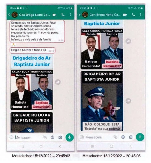 Conversa entre Braga Netto e Ailton Barros, em 15 de dezembro de 2022 Conversa entre Braga Netto e Ailton Barros, em 15 de dezembro de 2022