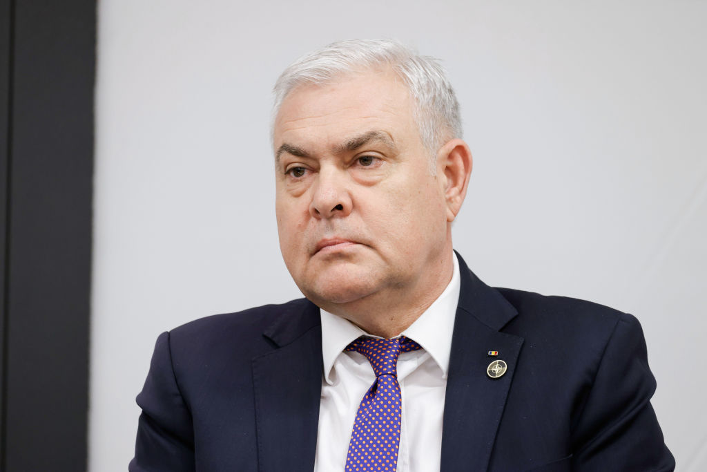 KRANJ, SLOVENIA - 2024/03/28: Angel Tilvar, Minister of Defence of Romania, attends a panel discussion as part of a celebration of the 20th anniversary of Slovenia's entry into NATO in Brdo pri Kranju. Slovenia became a member of NATO on March 29, 2004. The 20th anniversary was marked by an official ceremony preceded by panel discussions addressing pressing global and European security questions. (Photo by Luka Dakskobler/SOPA Images/LightRocket via Getty Images)