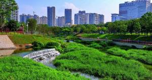 Rio Dasha, em Shenzhen: antes contaminado, hoje é área de lazer Rio Dasha, em Shenzhen: antes contaminado, hoje é área de lazer