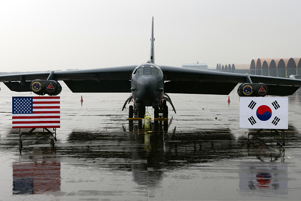 Bombardeiro B-52H da Força Aérea dos EUA em Cheongju, na Coreia do Sul. 19/10/2023