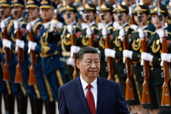 Presidente chinês, Xi Jinping, durante cerimônia de encontro com o rei do Barém, Hamad bin Isa Al Khalifa, em Beijing, China. 31/05/2024