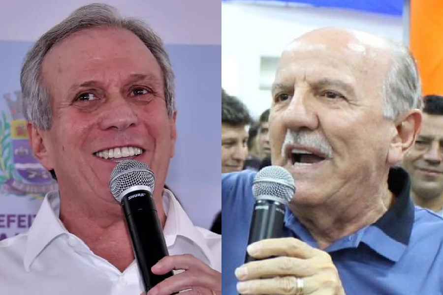O ex-prefeito de Barueri, Gil Arantes (União), e o atual vice-prefeito, Beto Piteri (Republicanos)