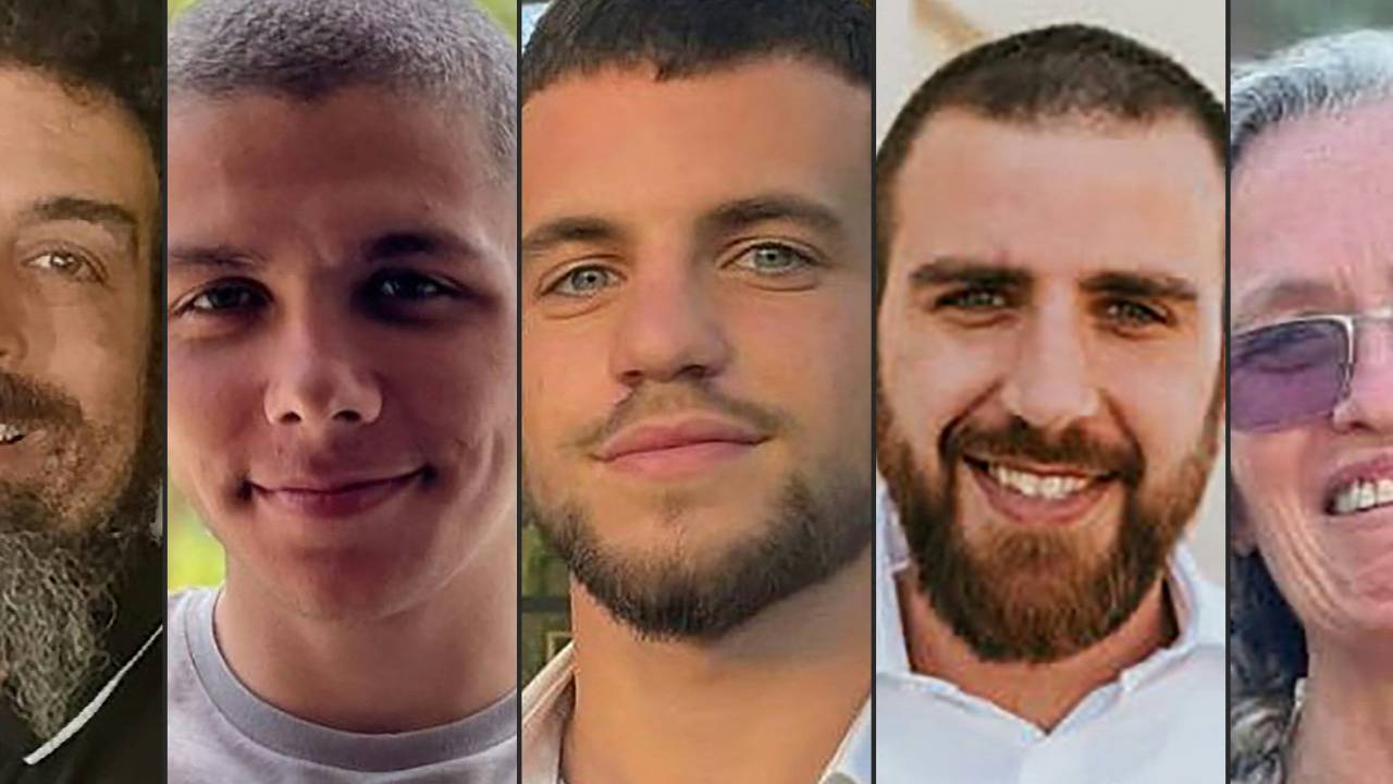 (COMBO) This combination of pictures provided on July 25, 2024 by the Hostages Families Forum Headquarters, representing families of Israeli hostages held by Palestinian Hamas militants in Gaza, shows (L to R) Ravid Katz, Kiril Brodski, Tomer Ahimas, Oren Goldin and Maya Goren in pictures taken before they were killed in the Hamas October 7 attack on southern Israel and their bodies taken to Gaza. Israeli forces retrieved the bodies of five Israelis held in the Gaza Strip after they were killed during Hamas's October 7 attack on southern Israel, the military said on July 25. It said the bodies of Goren as well as soldiers Ahimas and Brodski, along with Katz and Goldin -- military reservists --, who had been previously announced dead, were returned to Israel following a rescue operation. (Photo by the Hostages Families Forum Headquarters / AFP) / RESTRICTED TO EDITORIAL USE - MANDATORY CREDIT "AFP PHOTO / THE HOSTAGES FAMILIES FORUM HEADQUARETRS" NO MARKETING NO ADVERTISING CAMPAIGNS - DISTRIBUTED AS A SERVICE TO CLIENTS RESTRICTED TO EDITORIAL USE - MANDATORY CREDIT "AFP PHOTO / THE HOSTAGES FAMILIES FORUM HEADQUARETRS" NO MARKETING NO ADVERTISING CAMPAIGNS - DISTRIBUTED AS A SERVICE TO CLIENTS RESTRICTED TO EDITORIAL USE - MANDATORY CREDIT "AFP PHOTO / THE HOSTAGES FAMILIES FORUM HEADQUARETRS" NO MARKETING NO ADVERTISING CAMPAIGNS - DISTRIBUTED AS A SERVICE TO CLIENTS RESTRICTED TO EDITORIAL USE - MANDATORY CREDIT "AFP PHOTO / THE HOSTAGES FAMILIES FORUM HEADQUARETRS" NO MARKETING NO ADVERTISING CAMPAIGNS - DISTRIBUTED AS A SERVICE TO CLIENTS RESTRICTED TO EDITORIAL USE - MANDATORY CREDIT "AFP PHOTO / THE HOSTAGES FAMILIES FORUM HEADQUARETRS" NO MARKETING NO ADVERTISING CAMPAIGNS - DISTRIBUTED AS A SERVICE TO CLIENTS /