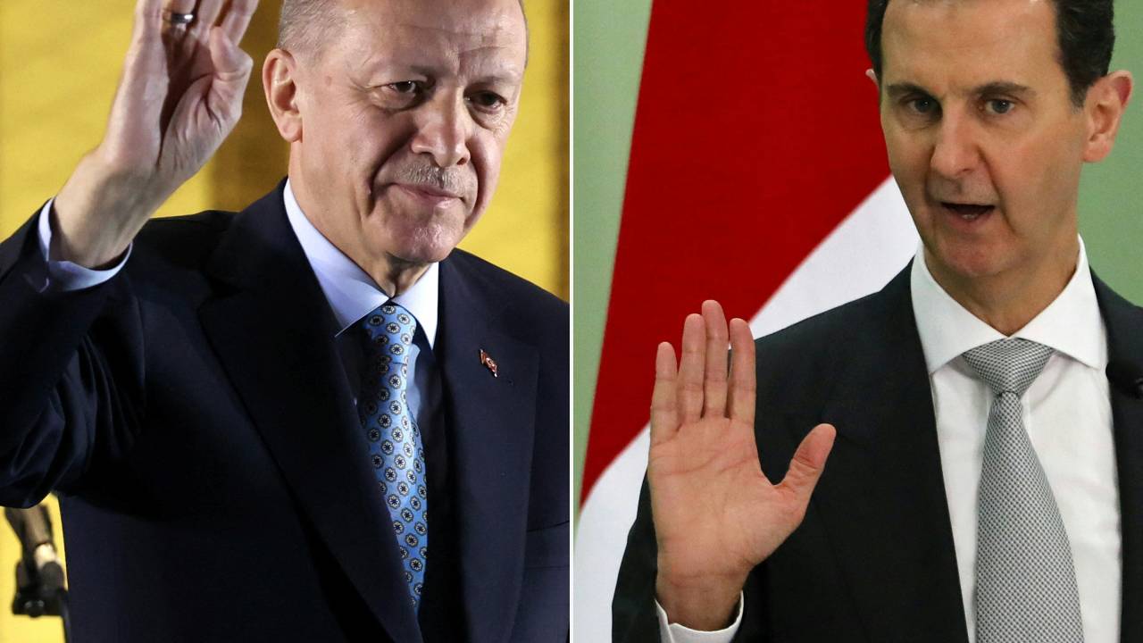 Os presidentes da Turquia, Recep Tayyip Erdogan (à esquerda), e da Síria, Bashar al-Assad (à direita)