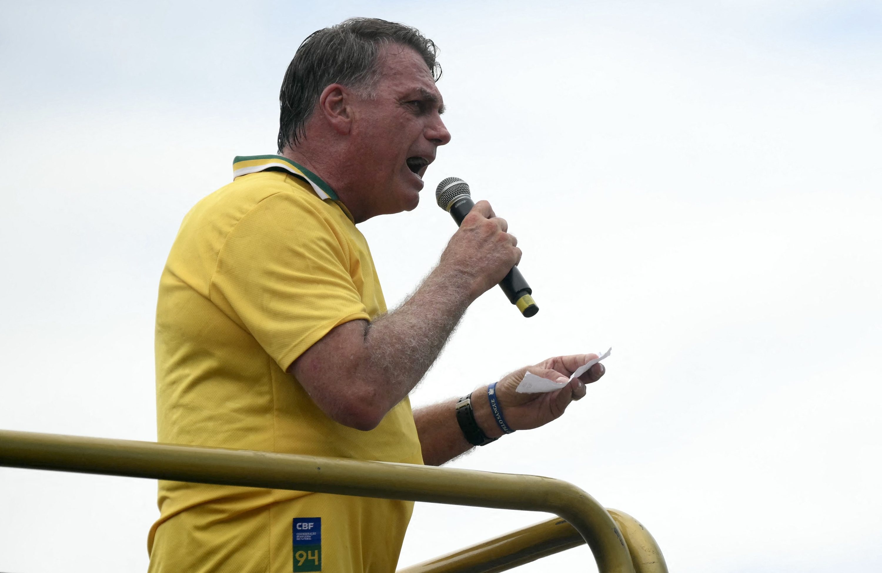 Jair Bolsonaro em ato em Copacabana
