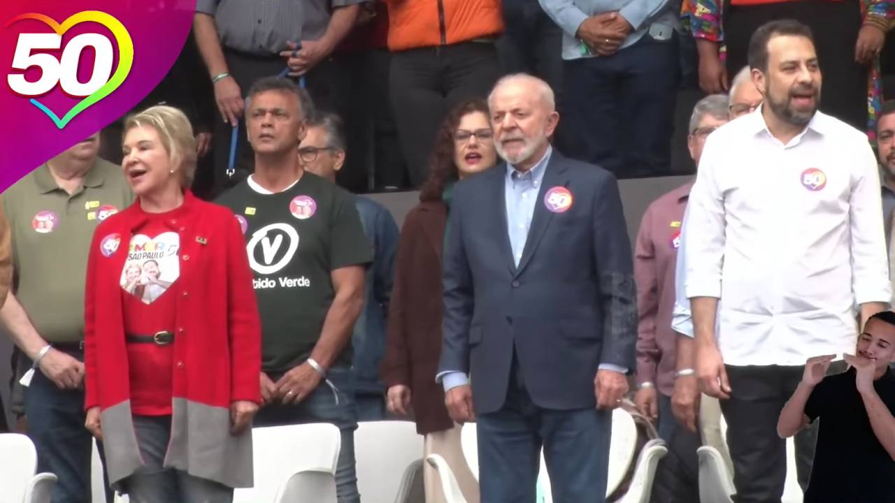 Marta Suplicy, Lula e Guilherme Boulos em comício no Campo Limpo, zona sul de São Paulo