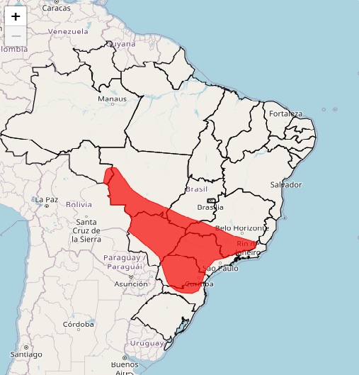 ONDA DE CALOR Mapa fornecido pelo Inmet mostra as áreas que terão possível aumento de temperatura acima da média -