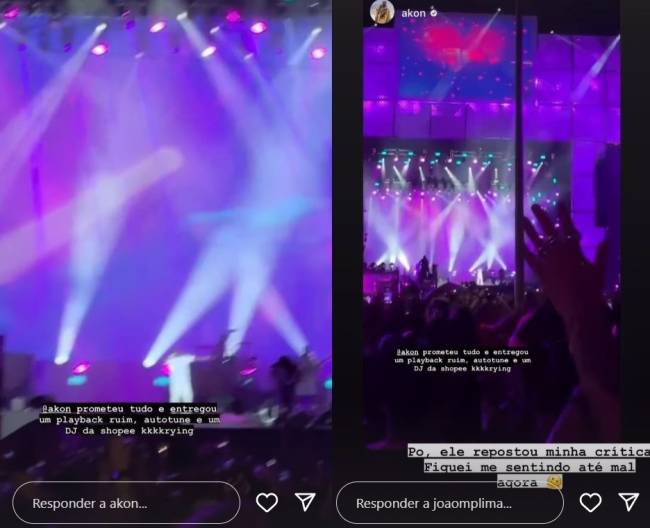 Akon reposta storie de seguidor que critica show do artista no Rock in Rio