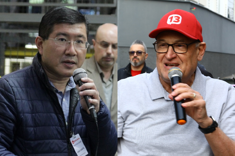 Taka Yamauchi (MDB) e José de Fillipi Júnior (PT), candidatos à prefeitura de Diadema (SP)