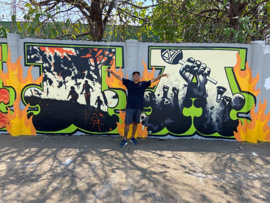 Queimadas criminosas na Amazônia viram tema de grafite