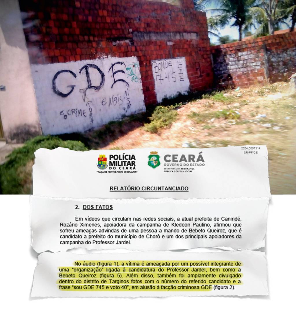 1D-(2c)-Marcação_de_território_do_GDE.jpg CONEXÕES - Documento anexado ao inquérito da PF: ligações da campanha do então candidato e atual prefeito de Canindé com os Guardiões do Estado (GDE), grupo que controla rota do tráfico de drogas no Ceará