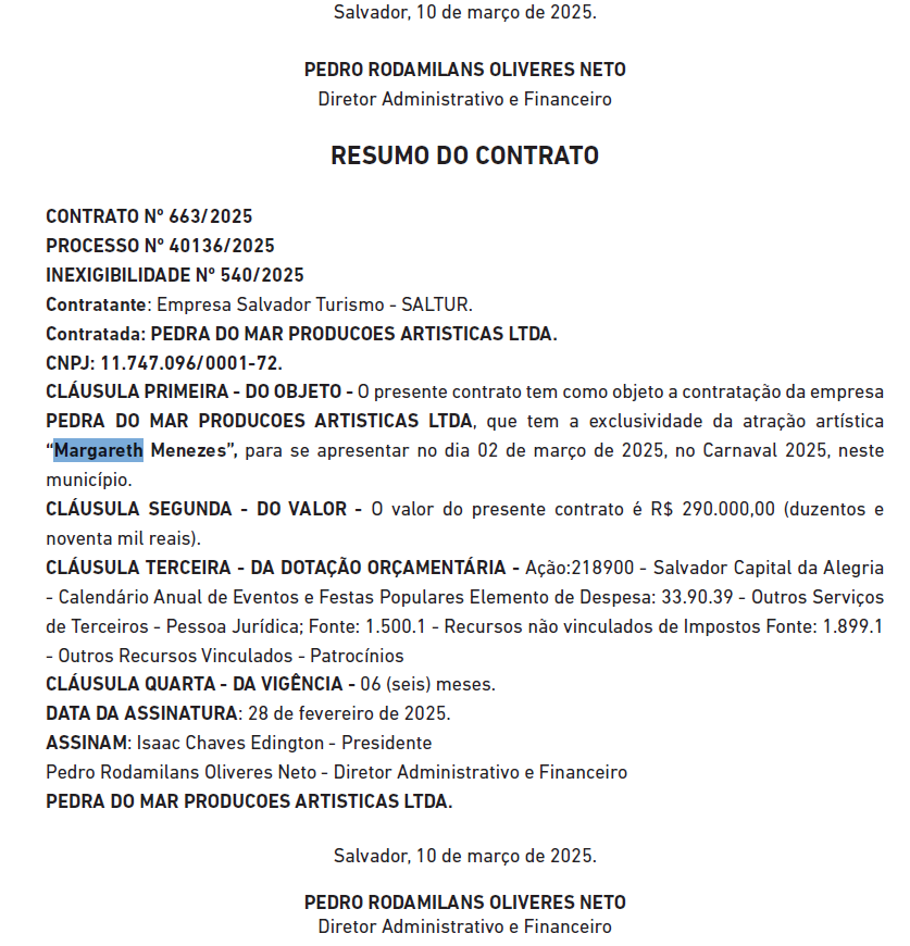 Reprodução do Diário Oficial de Salvador