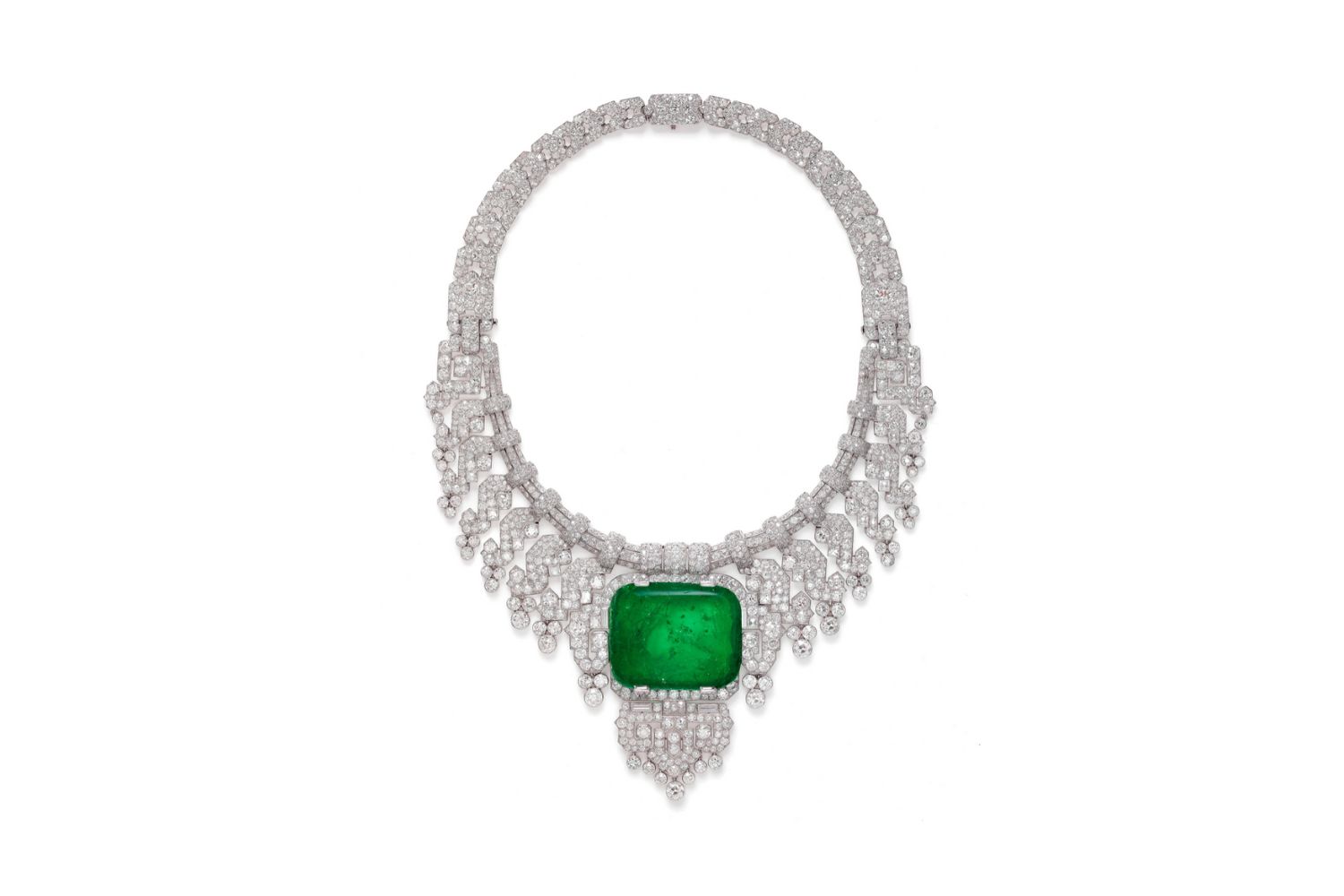 Colar de diamantes e esmeralda, Cartier, Londres, 1932, adquirido por Jane Beatrice Forbes, Condessa de Granard, Coleção Cartier.