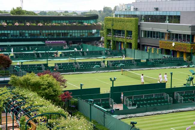 LONDON, ENGLAND - JUNE 26: General view of Courts 14 through 17 before The Championships - Wimbledon 2025 at All England Lawn Tennis and Croquet Club on June 26, 2025 in London, England. (Photo by Peter van den Berg/ISI Photos/ISI Photos via Getty Images)