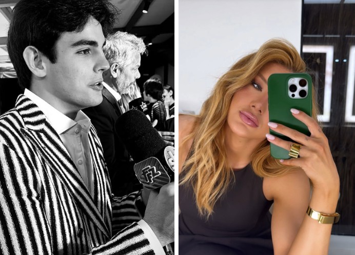 Caçula de Faustão surge com ex-bailarina do pai, 17 anos mais velha