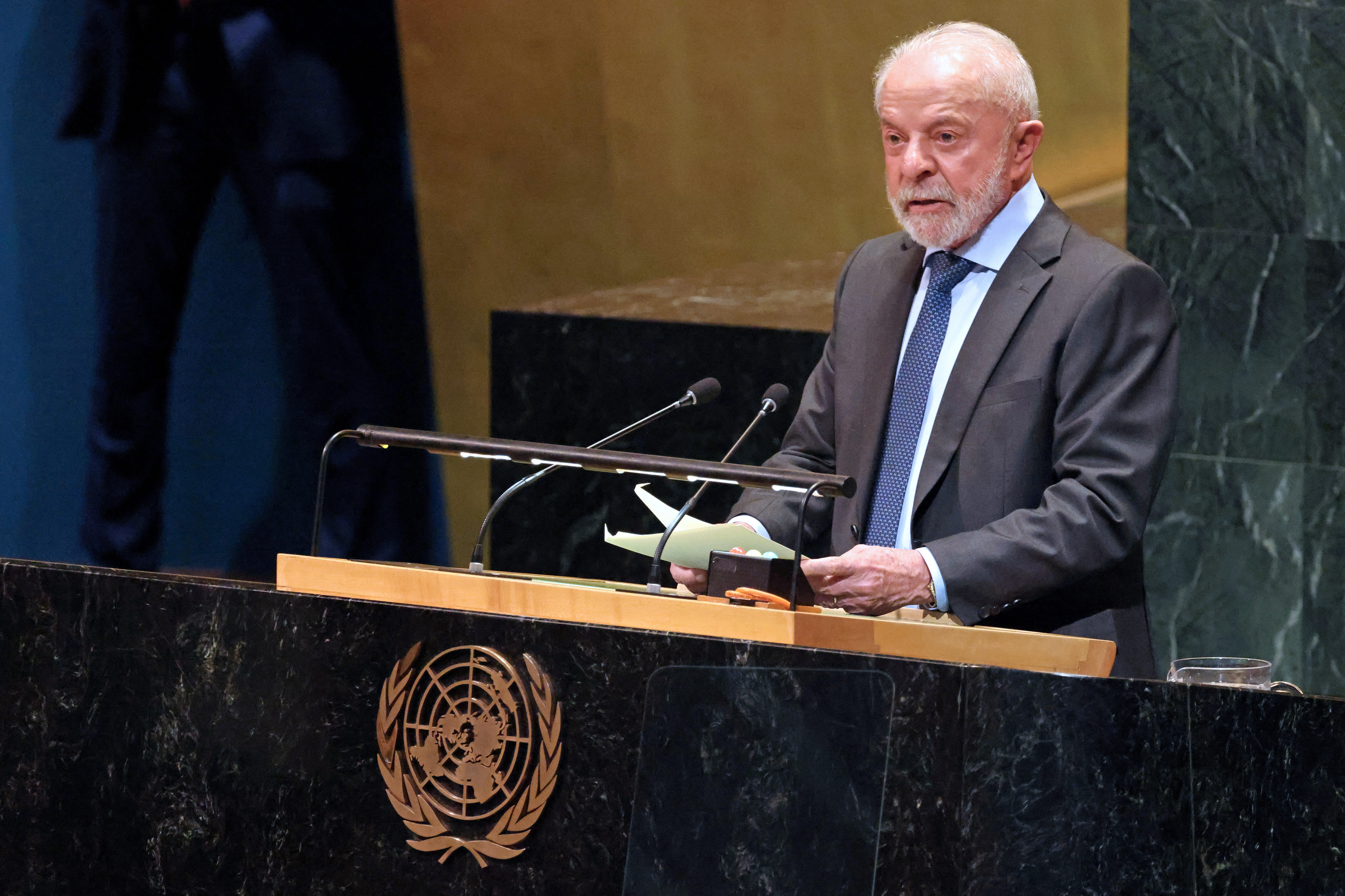 O presidente Luiz Inácio Lula da Silva discursa na Assembleia Geral. 23/09/2025