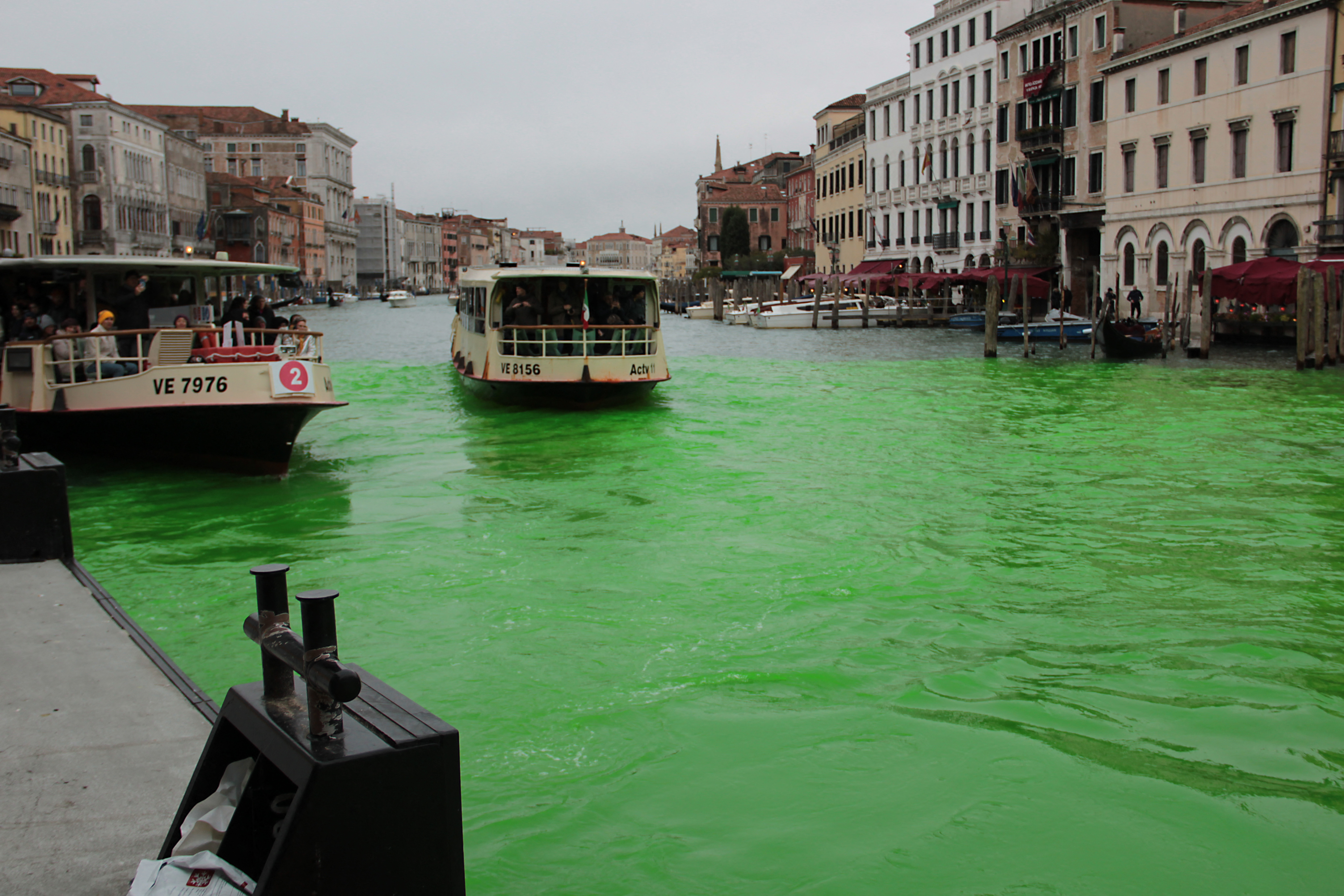 Greta Thunberg é banida de Veneza após tingir canal de verde; veja imagens