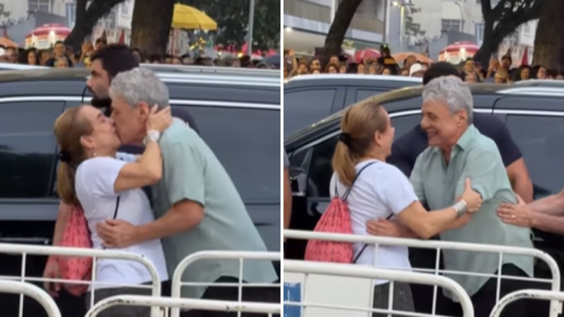 Chico Buarque ganha beijo na boca de Cissa Guimarães e quase cai em ato