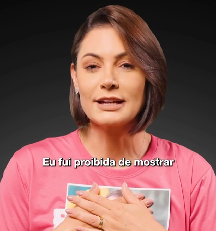 Após proibição de foto em campanha, Michelle usa imagem de Bolsonaro como ‘censurado’